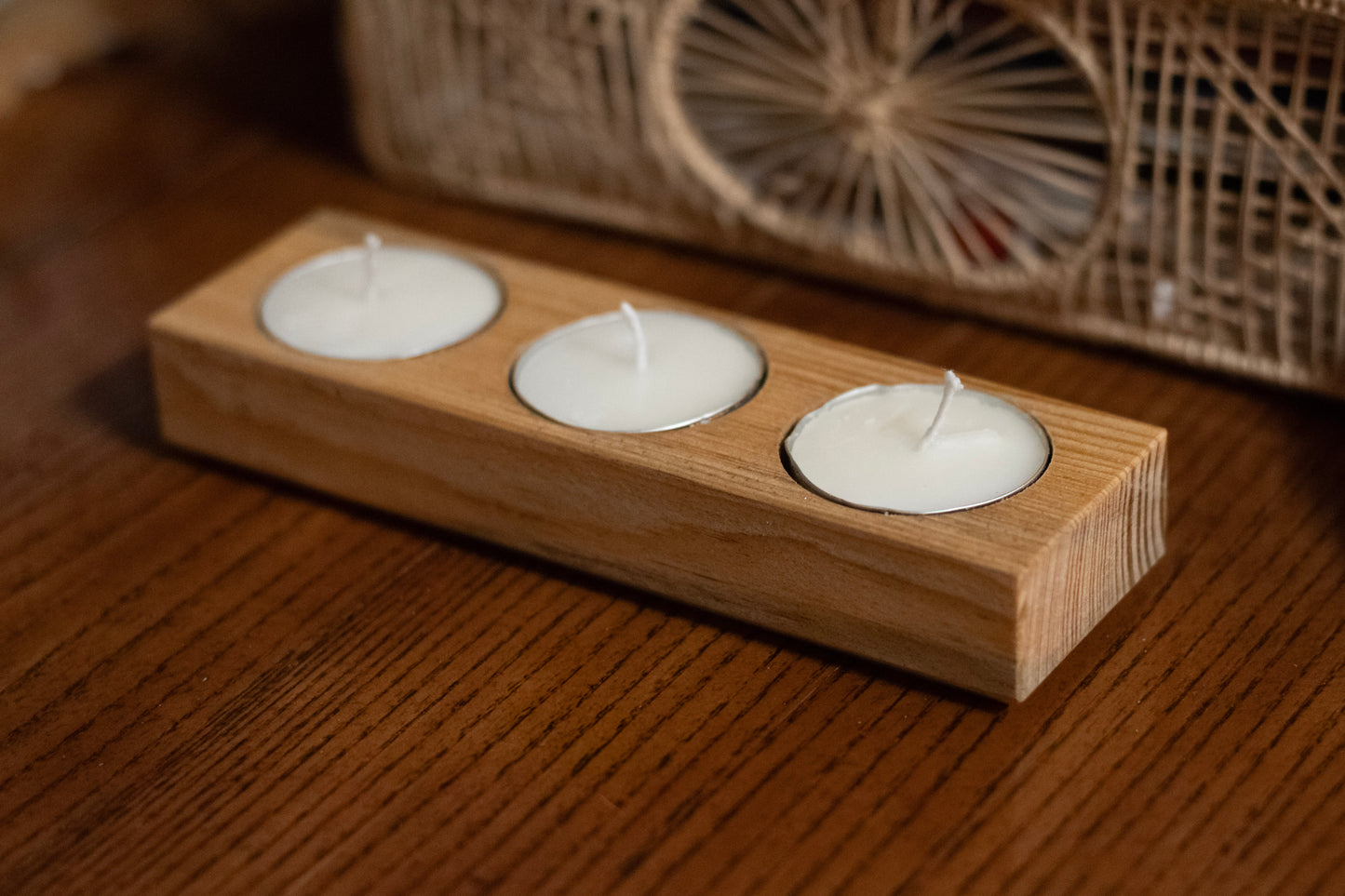 Triple Tea Candle Holder - Pine