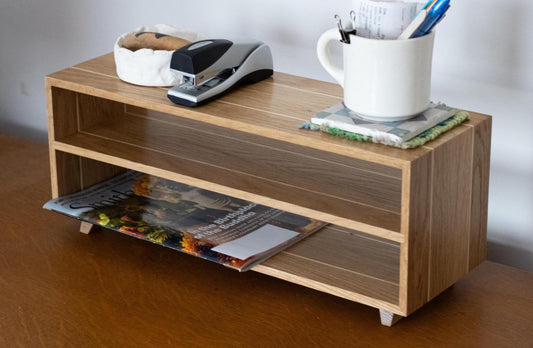 Harmonia - Versatile Wood Storage Unit | Handmade Modern Minimalist | Unique Striped Oak Shelf