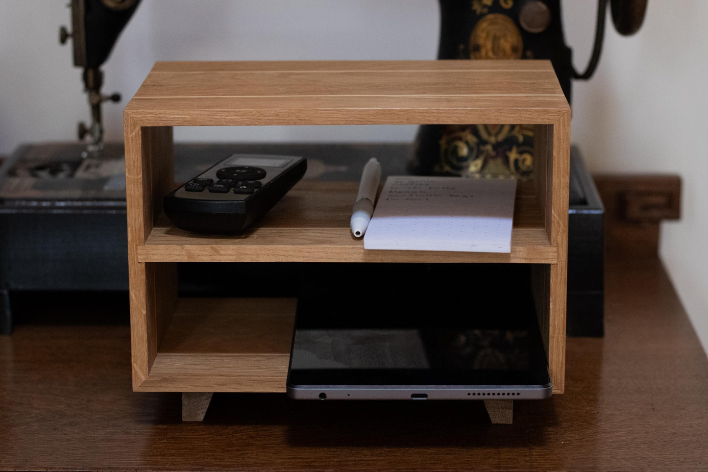 Harmonia - Versatile Wood Storage Unit | Handmade Modern Minimalist | Unique Striped Oak Shelf