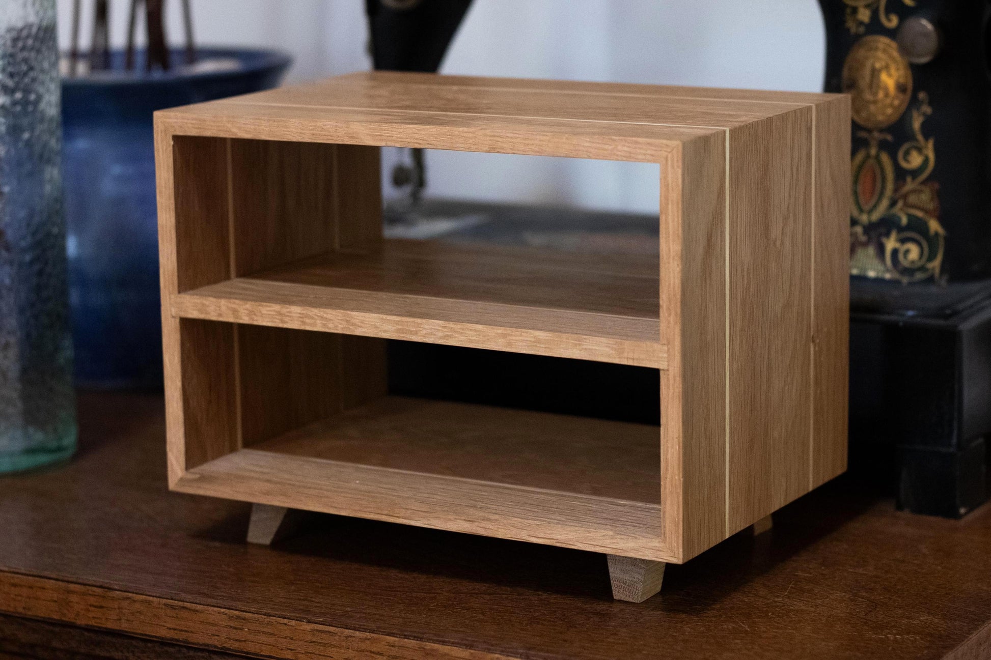 Harmonia - Versatile Wood Storage Unit | Handmade Modern Minimalist | Unique Striped Oak Shelf
