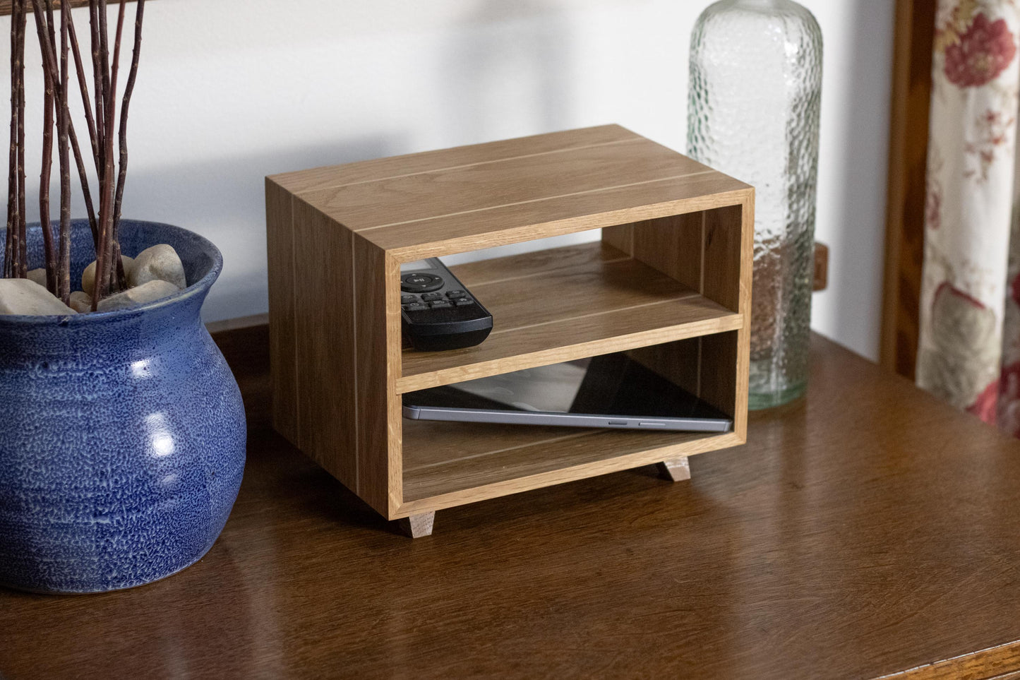 Harmonia - Versatile Wood Storage Unit | Handmade Modern Minimalist | Unique Striped Oak Shelf