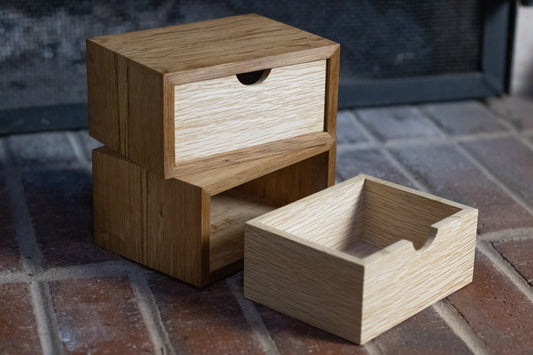Pair of White Oak Wooden Boxes