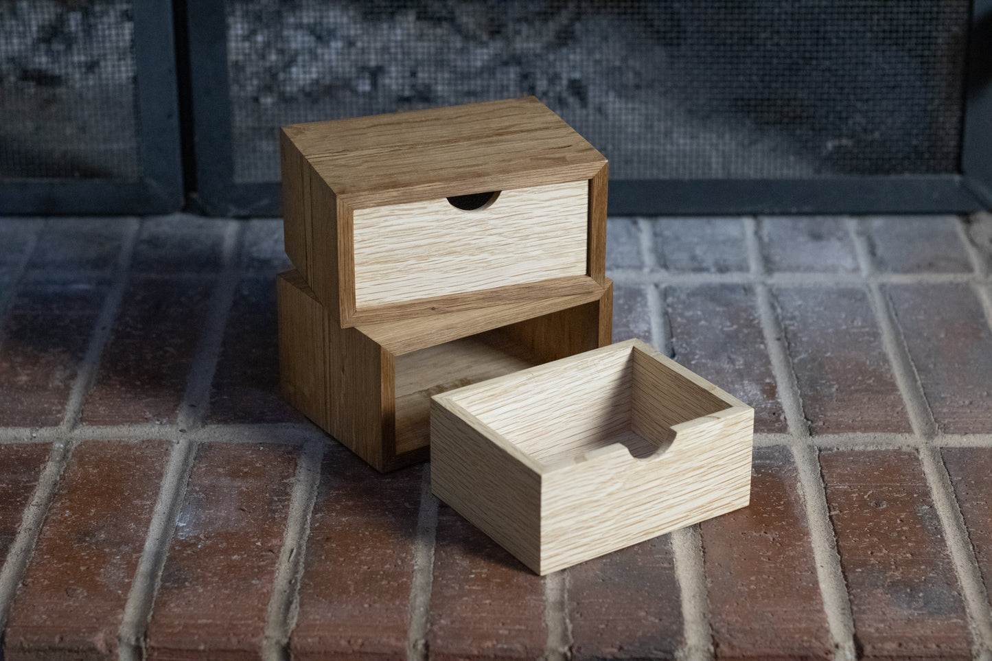 Pair of White Oak Wooden Boxes