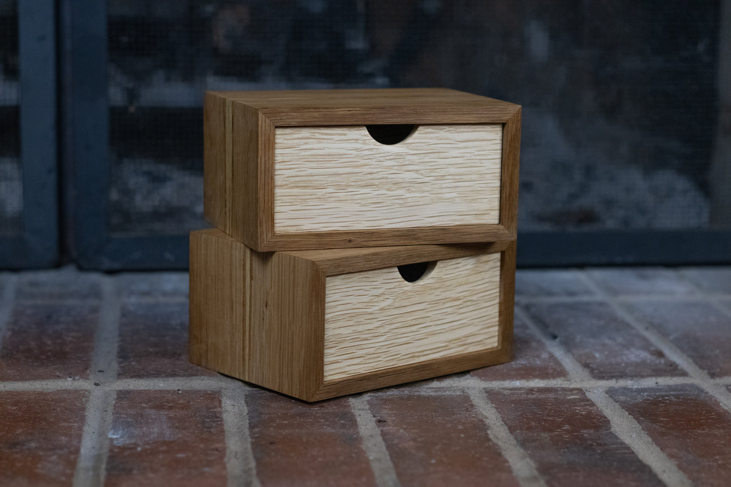 Pair of White Oak Wooden Boxes