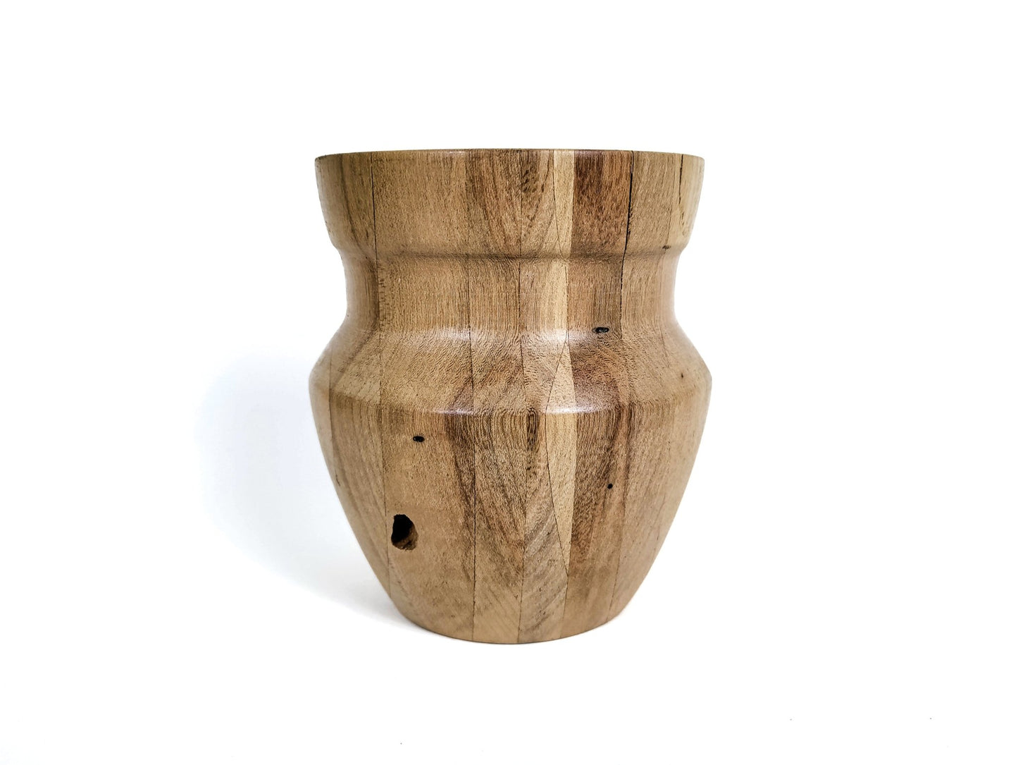 Small White Oak Wood Vase