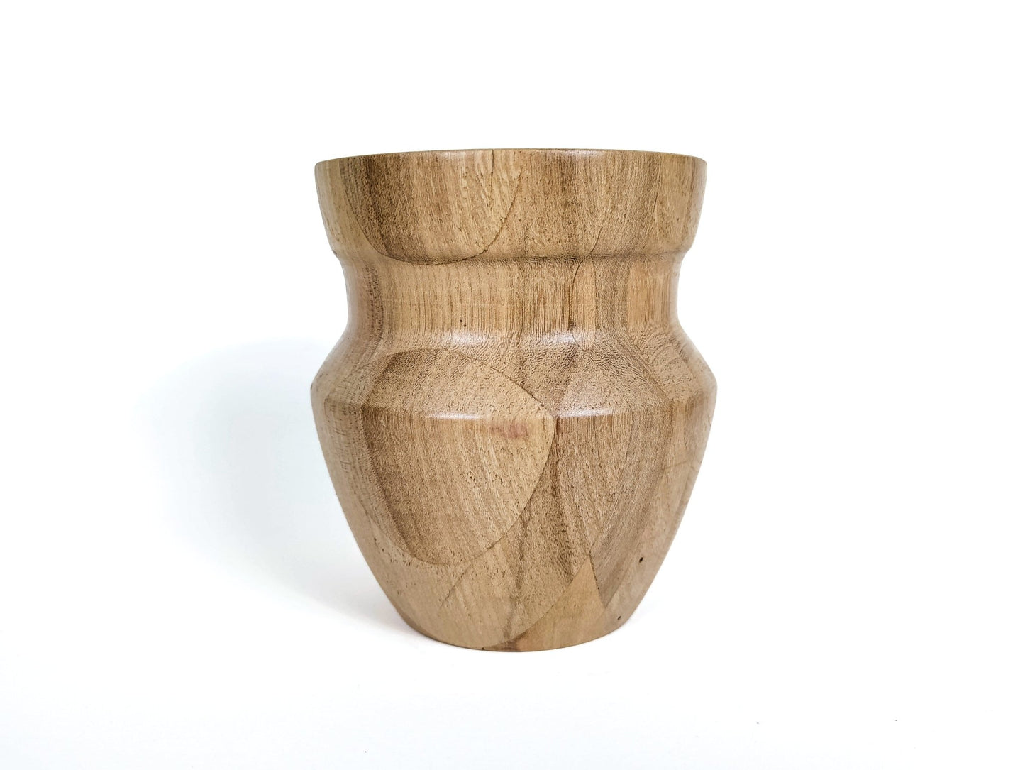 Small White Oak Wood Vase