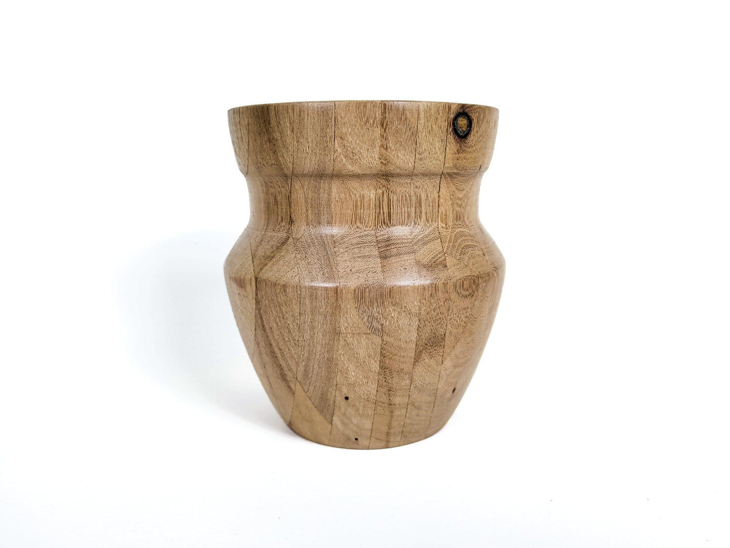 Small White Oak Wood Vase