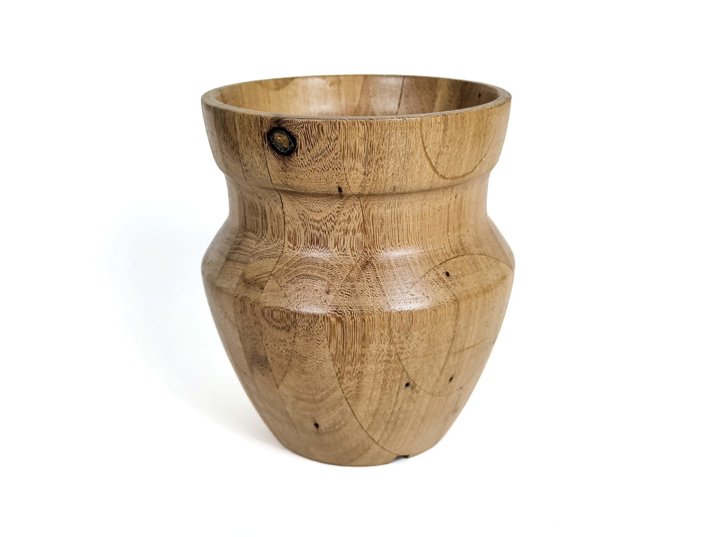 Small White Oak Wood Vase